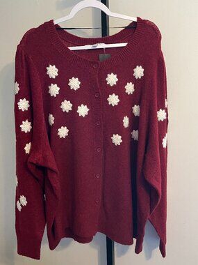 NWT Belle Isle by Torrid Red And White Star Cardigan Size 4xl